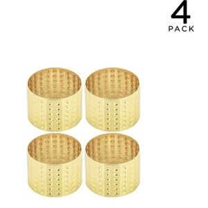 Gold Napkin Rings Set of 4 - Hammered Metal